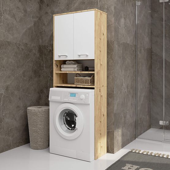 FIN FÜRDŐSZOBAI POLC MOSÓGÉP FÖLÉ ARTISAN TÖLGY - FEHÉR