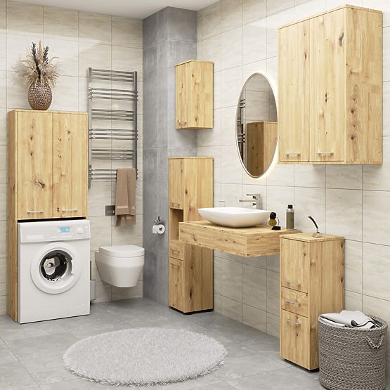 FIN FÜRDŐSZOBAI SZEKRÉNY 2 AJTÓ ARTISAN TÖLGY