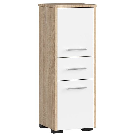 FIN FÜRDŐSZOBAI SZEKRÉNY OSZLOP 30 2D 1SZ 85cm PK SONOMA TÖLGY / FEHÉR