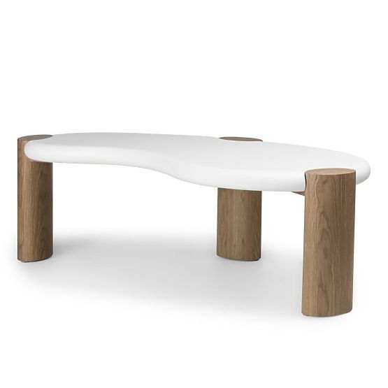 Floe dohányzóasztal 125 cm, fehér/dió