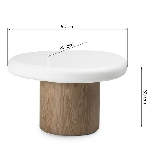 Floe oldalasztal 50 cm, fehér/dió