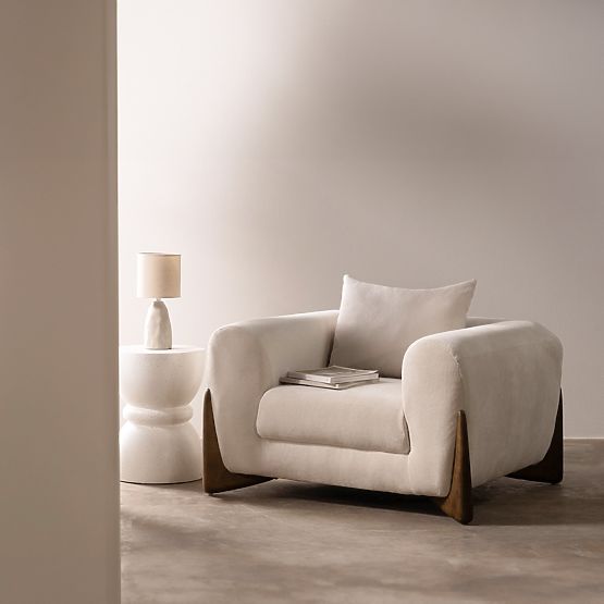 Flou relaxációs fotel világos bézs, kaucsukfa, dió