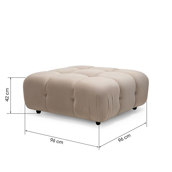 Fluf Big 96 cm moduláris puff világos bézs, bársony
