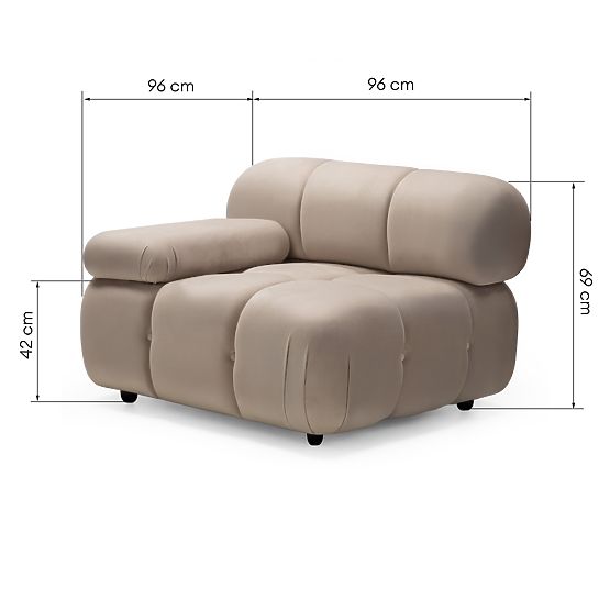 Fluf Big bal oldali modul világos bézs, bársony