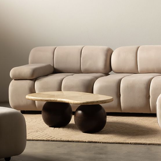 Fluf Big bal oldali modul világos bézs, bársony