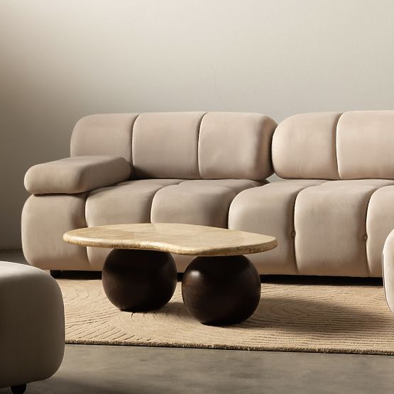 Fluf Big bal oldali modul világos bézs, bársony