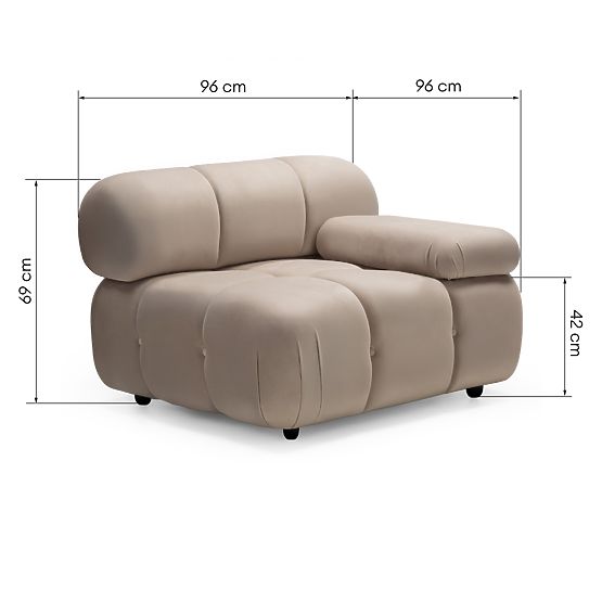 Fluf Big jobb oldali modul világos bézs, bársony