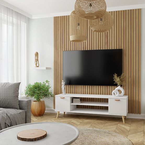 Fondi fehér, skandináv stílusú szekrény polcokkal