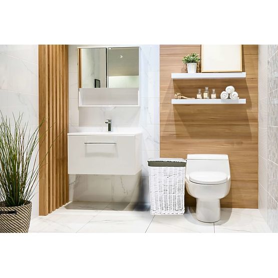 Fonott kosár 40x30x60 cm - 72L - fehér-szürke