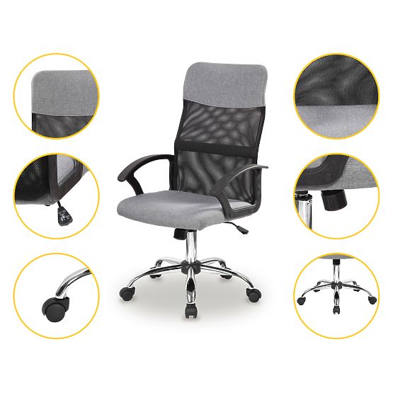 Forgó irodai szék hálós háttámlával szürke