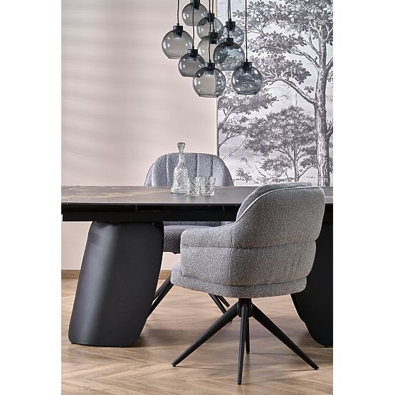 FORUM kinyitható asztal, fekete márvány / fekete (3p=1ks)