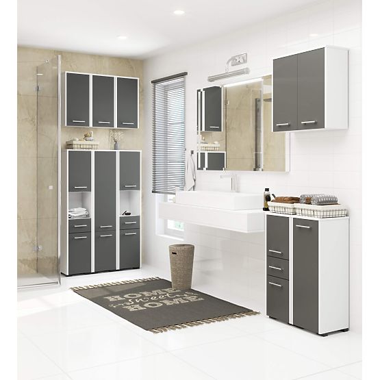 FÜGGŐ FÜRDŐSZOBAI SZEKRÉNY FIN W30 1D FEHÉR / SZÜRKE