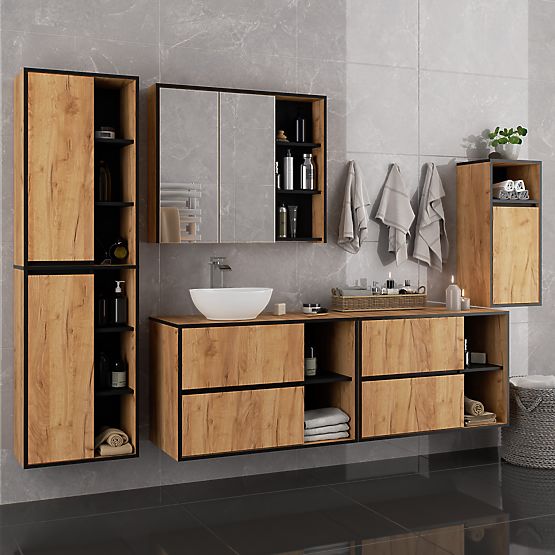 FÜGGŐ FÜRDŐSZOBAI SZEKRÉNY VAMI W35 1D 1W TÖLGY CRAFT / FEKETE