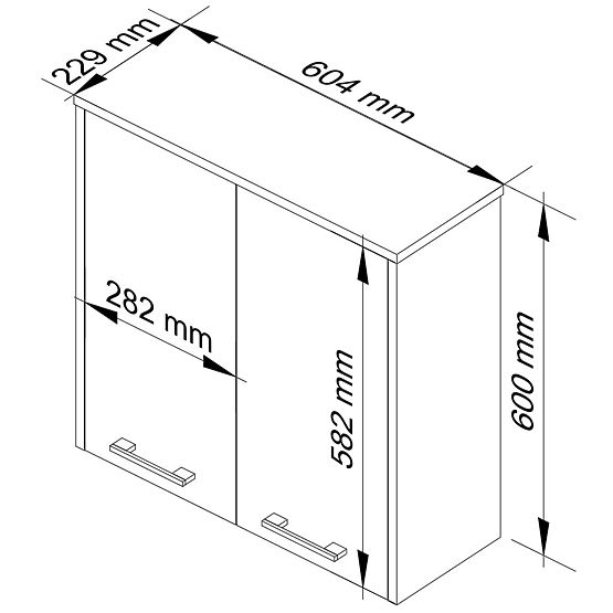 FÜGGŐS SZEKRÉNY 60 cm SZÉLES FIN 2D FEHÉR / SONOMA
