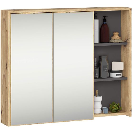 FÜGGESZTETT FÜRDŐSZOBAI BÚTOR SZETT NYÍLÁSOKKAL VAMI ARTISAN TÖLGY / GRAFIT SZÜRKE