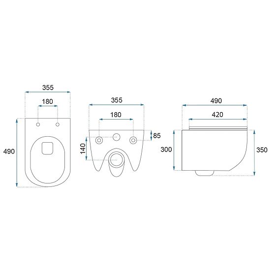 Függesztett WC csésze Rea Carlo Mini Tornado NF FEKETE MATT