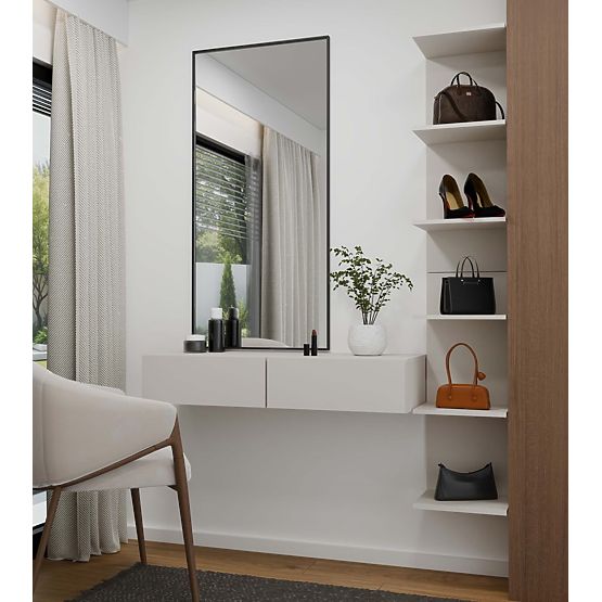 Függő Kozmetikai Fésülködőasztal MIKA 110 cm 2 Fiókkal Hálószobába KAŠMÍR Bézs