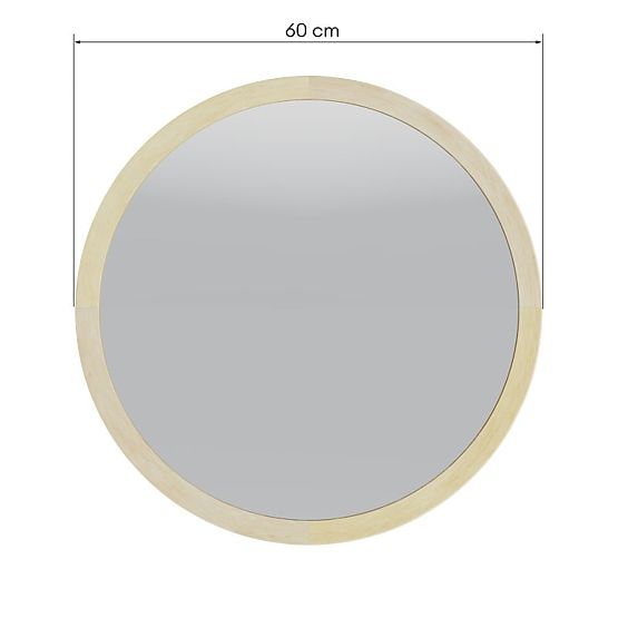 Függő tükör fa keretben Sesto 60 cm, kerek, természetes
