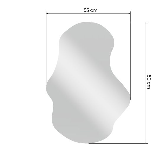 Függő tükör fekete keretben Zoe, 80x55 cm, szabálytalan alak