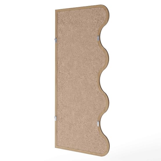 Függő tükör hullámos keretben Noelie, 140x70 cm, téglalap alakú, paulownia fa, természetes