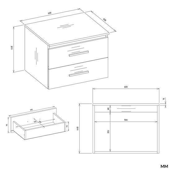 FÜRDŐSZOBAI MOSDÓ ALATTI SZEKRÉNY NEL 60 KÉT FIÓKKAL FEHÉR