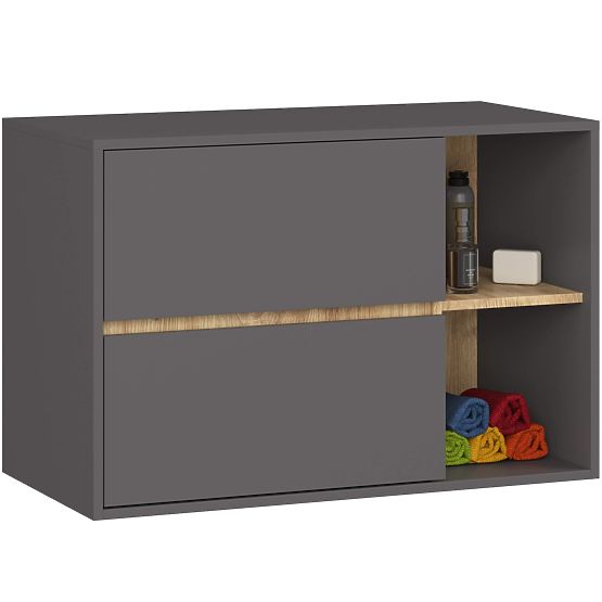 FÜRDŐSZOBAI MOSDÓ ALATTI SZEKRÉNY VAMI W 90 cm 2 FIÓK GRAFIT SZÜRKE / ARTISAN TÖLGY