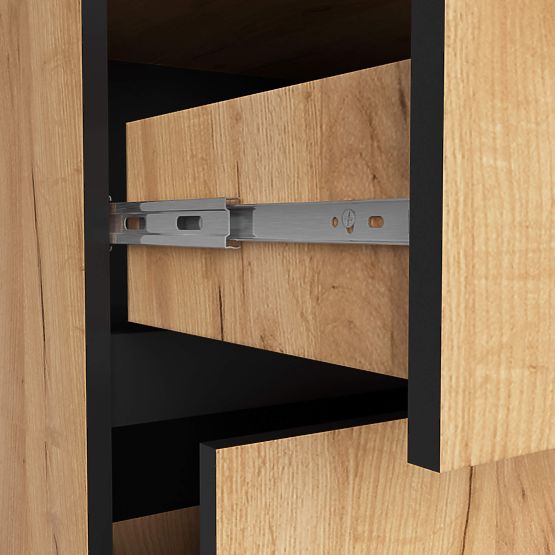 FÜRDŐSZOBAI MOSDÓ ALATTI SZEKRÉNY VAMI W90 2SZ 2P PK CRAFT TÖLGY / FEKETE