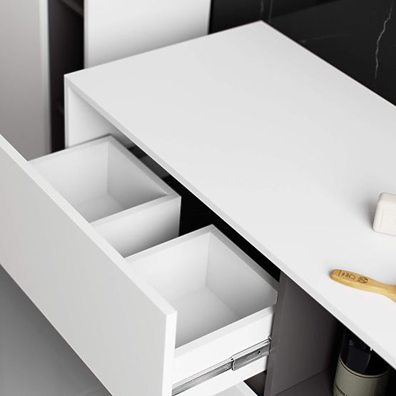 FÜRDŐSZOBAI MOSDÓ ALATTI SZEKRÉNY VAMI W90 2SZ 2P PK FEHÉR / GRAFIT SZÜRKE