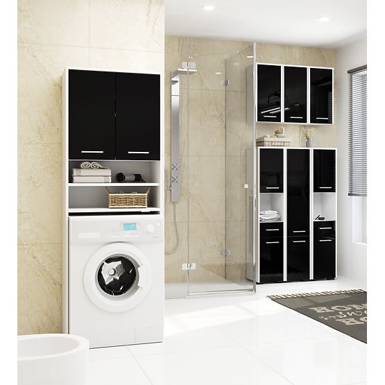 FÜRDŐSZOBAI POLC FIN MOSÓGÉP FÖLÉ FEHÉR / FEKETE FÉNYES