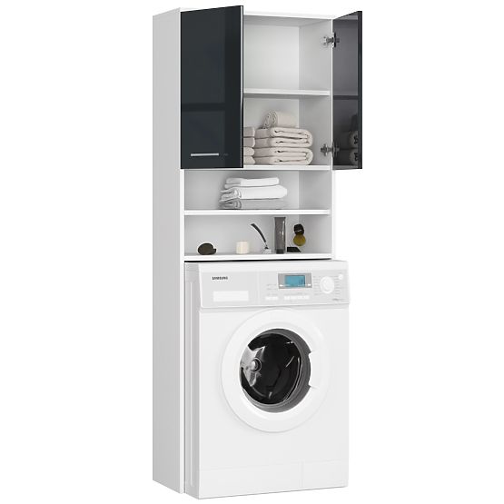 FÜRDŐSZOBAI POLC FIN MOSÓGÉP FÖLÉ FEHÉR / GRAFIT FÉNYES