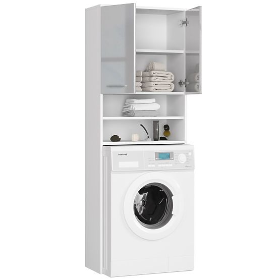 FÜRDŐSZOBAI POLC FIN MOSÓGÉP FÖLÉ FEHÉR / METÁLIKUS FÉNY