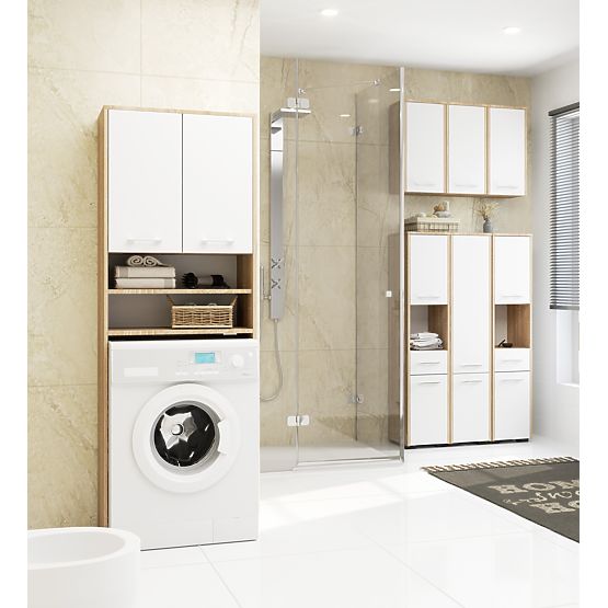 FÜRDŐSZOBAI POLC FIN OSZLOP 2D MOSÓGÉP SONOMA - FEHÉR