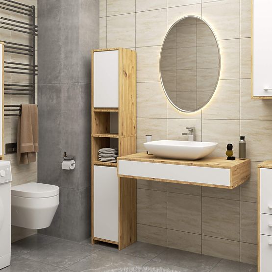 FÜRDŐSZOBAI POLC FIN OSZLOP 30 2D 1SZ 1W 140cm PK ARTISAN / FEHÉR