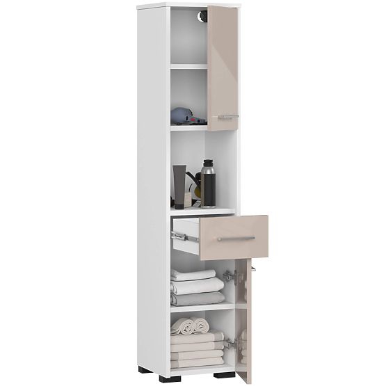 FÜRDŐSZOBAI POLC FIN OSZLOP 30 2D 1SZ 1W 140cm PK CAPPUCCINO FÉNYES