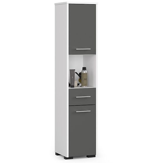 FÜRDŐSZOBAI POLC FIN OSZLOP 30 2D 1SZ 1W 140cm PK FEHÉR / SZÜRKE