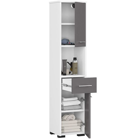 FÜRDŐSZOBAI POLC FIN OSZLOP 30 2D 1SZ 1W 140cm PK FEHÉR / SZÜRKE