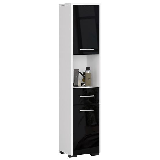FÜRDŐSZOBAI POLC FIN OSZLOP 30 2D 1SZ 1W 140cm PK FEKETE FÉNYES
