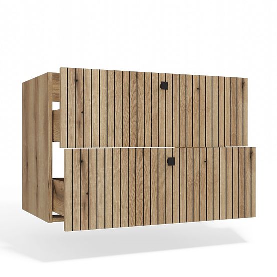 FÜRDŐSZOBASZEKRÉNY MOSDÓ ALÁ TIGO 80 2S TÖLGY EVOKE 2 FIÓK ROVÁSMINTÁS ELŐLAP FÜGGESZTETT