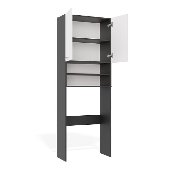 Fürdőszobai Szekrény Mosógép Fölé POLA DK ANTRACIT FEHÉR Polc Oszlop 180X64X30