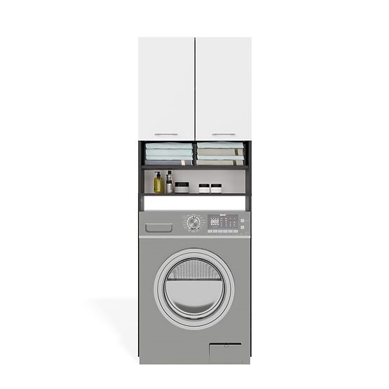 Fürdőszobai Szekrény Mosógép Fölé POLA DK ANTRACIT FEHÉR Polc Oszlop 180X64X30