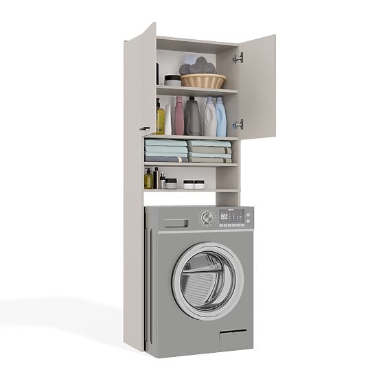 Fürdőszobai szekrény mosógép fölé POLA DK KASMÍR BÉZS Polc Oszlop 180X64X30