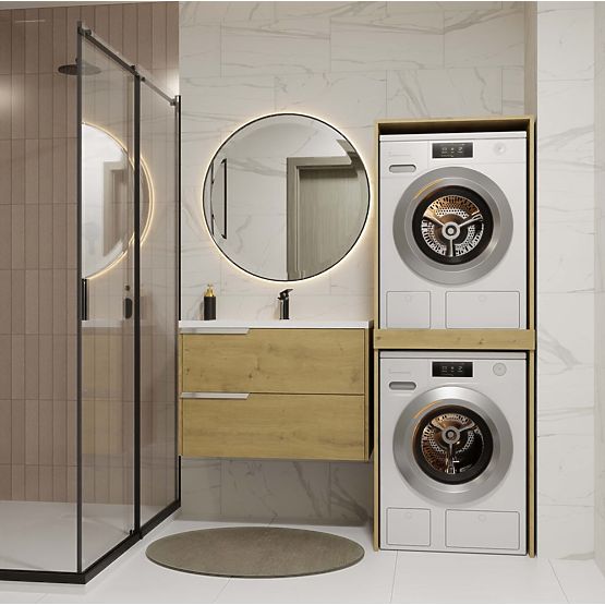 Fürdőszobai szekrény mosógéphez és szárítógéphez POLA TWIN Polc Oszlop DUB ARTISAN