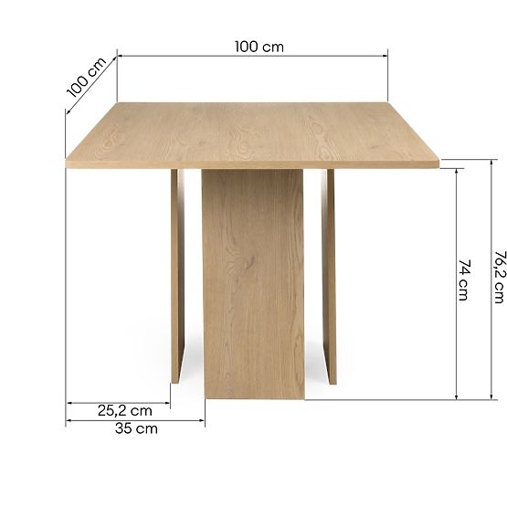 Gasper étkezőasztal 100 cm, négyzet alakú, Cremona Torro tölgy