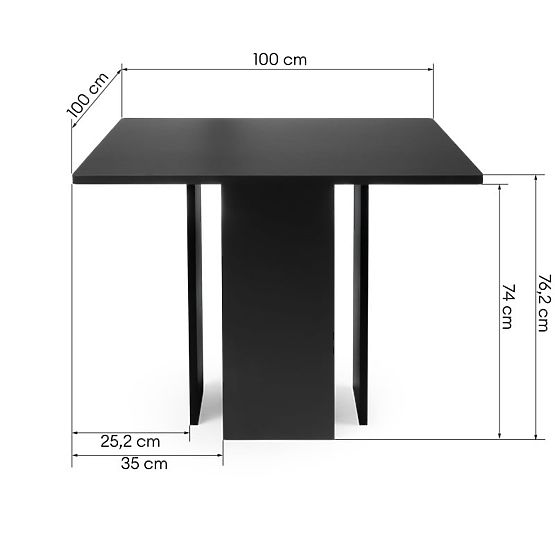 Gasper étkezőasztal 100 cm, négyzet alakú, fekete