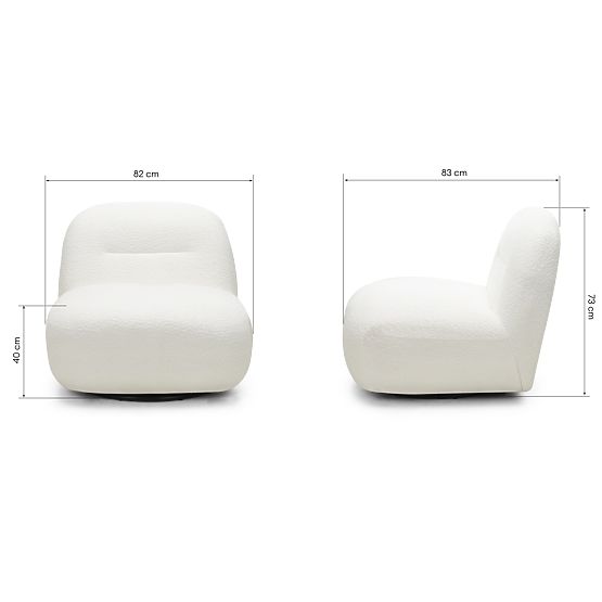 Giorgia relaxációs szék forgó alappal, krémszínű, boucle