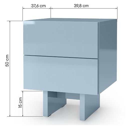 Glim éjjeliszekrény, füstkék, fényes