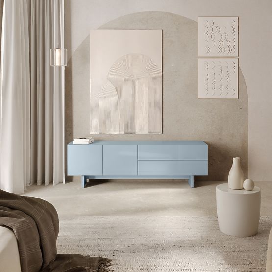 Glim TV szekrény, füstös kék, fényes