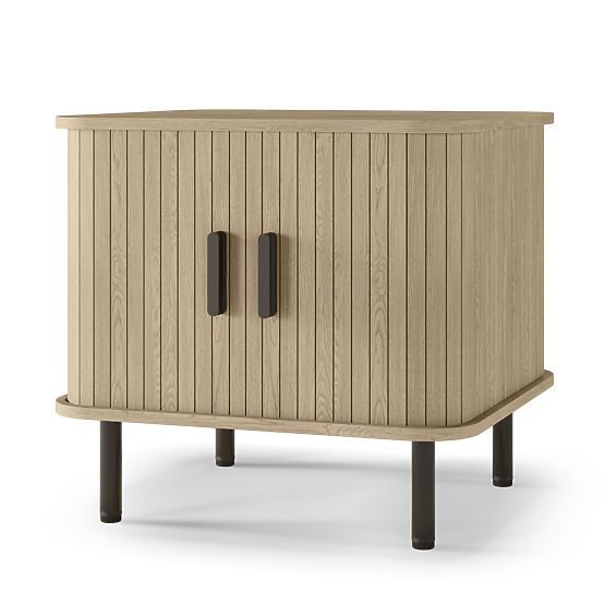 Gliss éjjeliszekrény, lekerekített, lamellás, világos tölgy