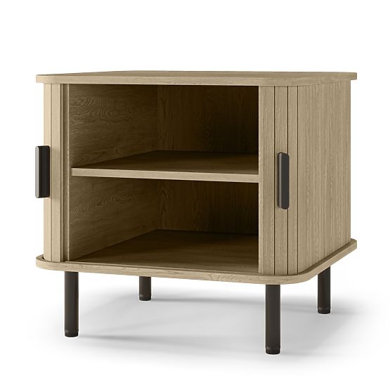 Gliss éjjeliszekrény, lekerekített, lamellás, világos tölgy