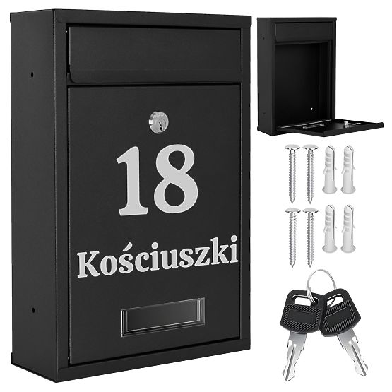 Gustav fekete postaláda feliratokkal